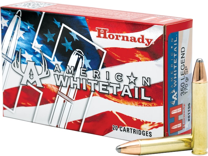 Buy Hornady American Whitetail 350 Legend Ammo 170 Grain Hornady Interlock Jacketed Soft Point 300rounds for sale