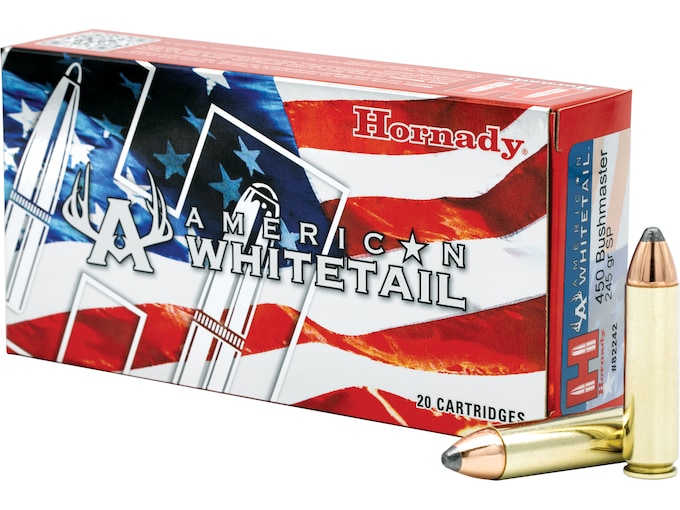 In Stock: Hornady American Whitetail 450 Bushmaster Ammo 245 Grain Hornady Interlock Jacketed Soft Point 500round for sale