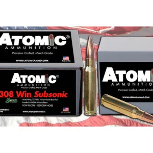 Atomic Ammunition Match Subsonic 308 Winchester Ammo 175 Grain Sierra MatchKing Jacketed Hollow Point Box of 100 For Sale for sale